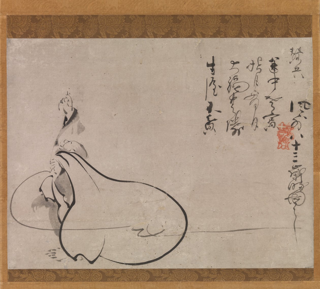 Hotei peker på månen, 1650. av Fugai Ekun