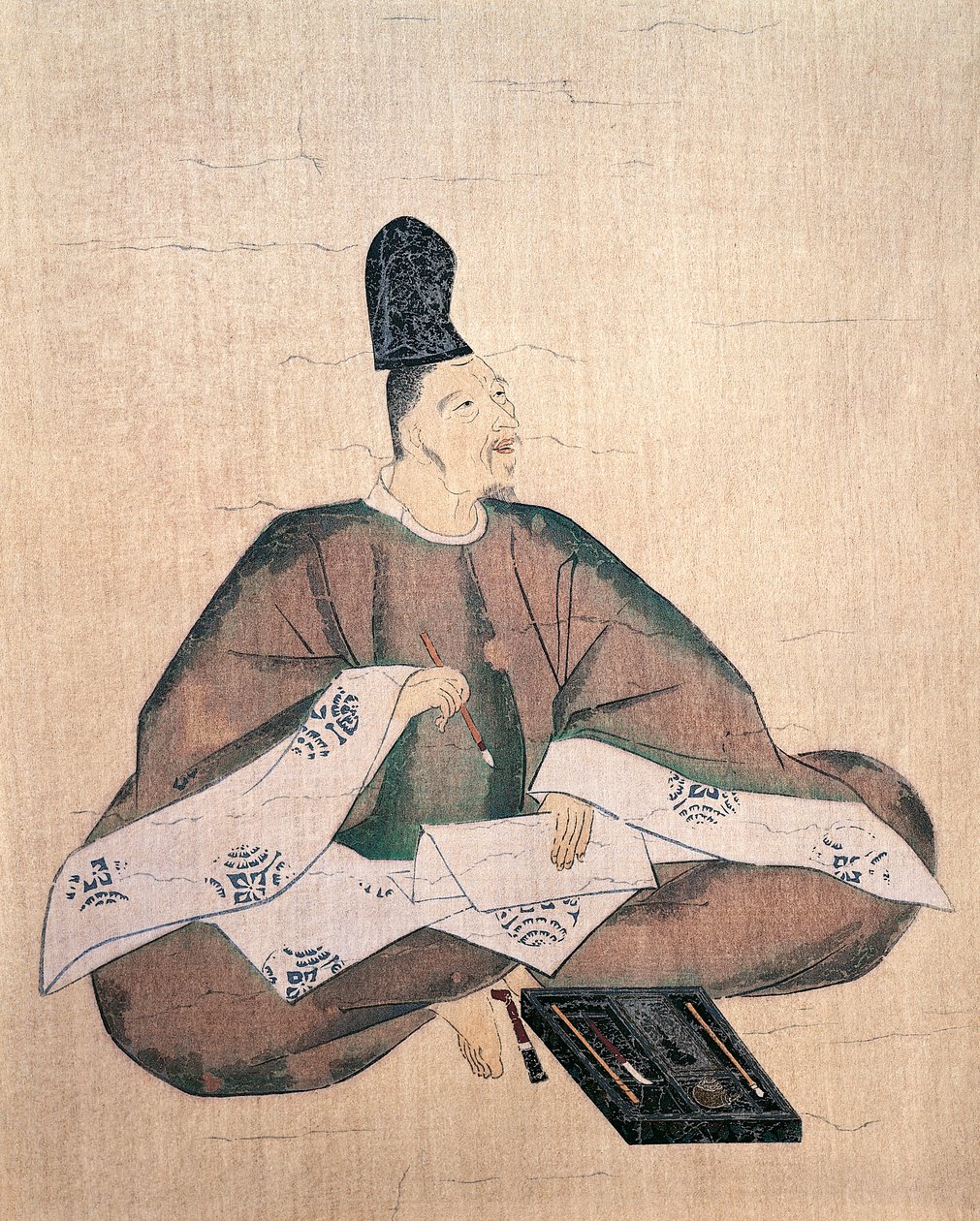 Portrett av poeten Yamabe no Akahito, tilskrevet Fujiwara no Nobuzane (1176 eller ca 1177-1265), Japan, japansk sivilisasjon av Fujiwara  Nobuzane