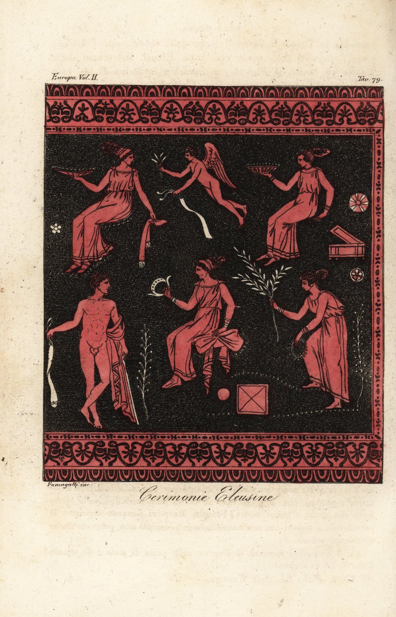 The Eleusinian Mysteries, innvielser for kulten til Demeter og Persephone basert på Eleusis, Hellas av Fumagalli Fumagalli