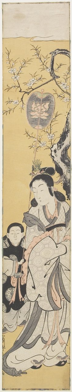 Xiwangmu (Queen Mather of the West) og Attendant, ca. 1764 (farget treblokktrykk) av Fusanobu Tomikawa