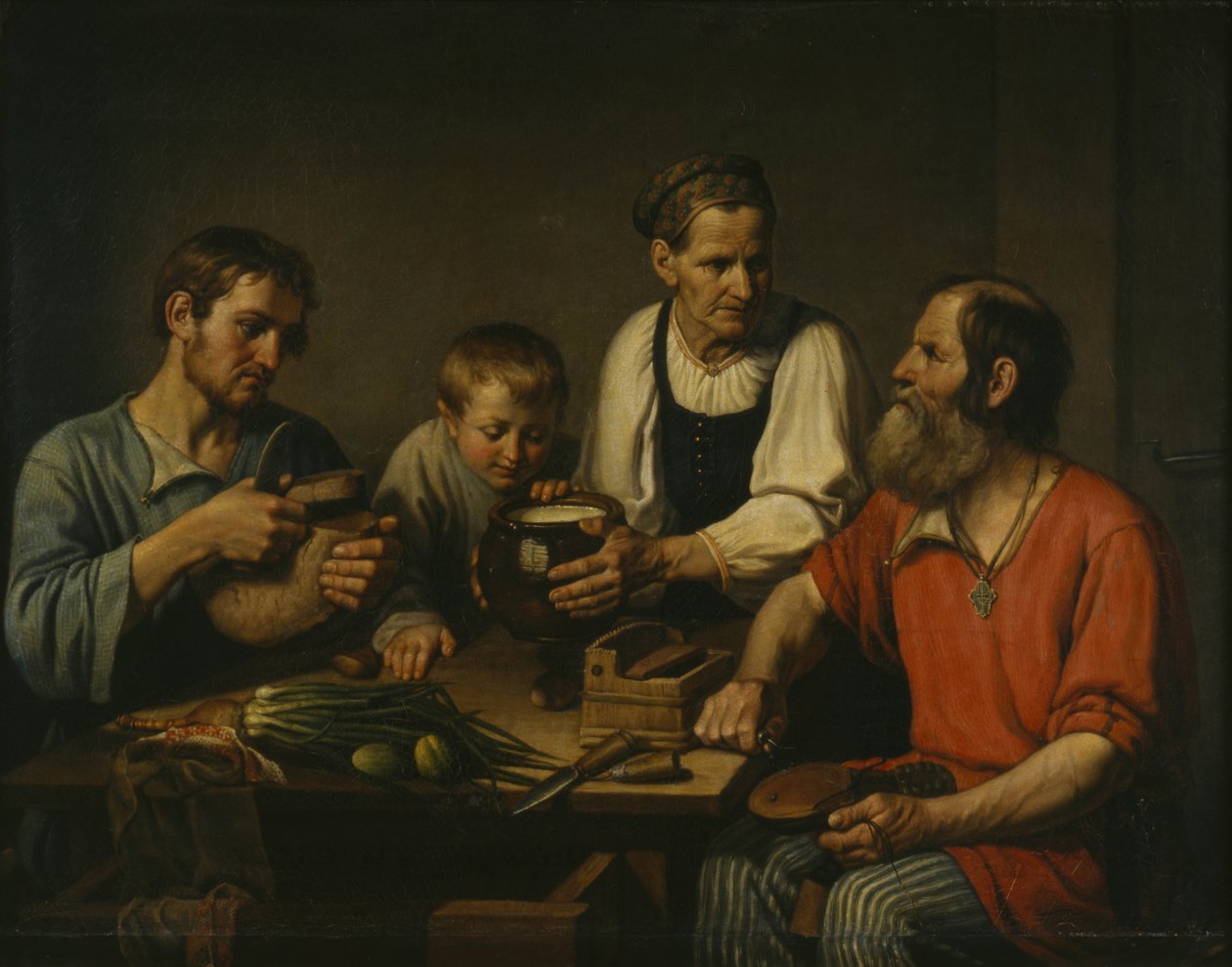 Bondefamilie før middag, 1824 av Fyodor Grigoryevich Solntsev