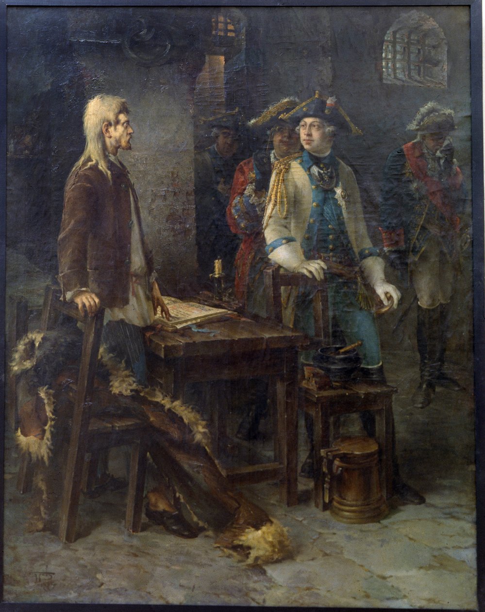 Keiser Peter III besøkte Ivan VI Antonovich i Shlisselburg-festningen i 1762 - Maleri av Fjodor Jemelyanovich av Fyodor Jemelyanovich Burov