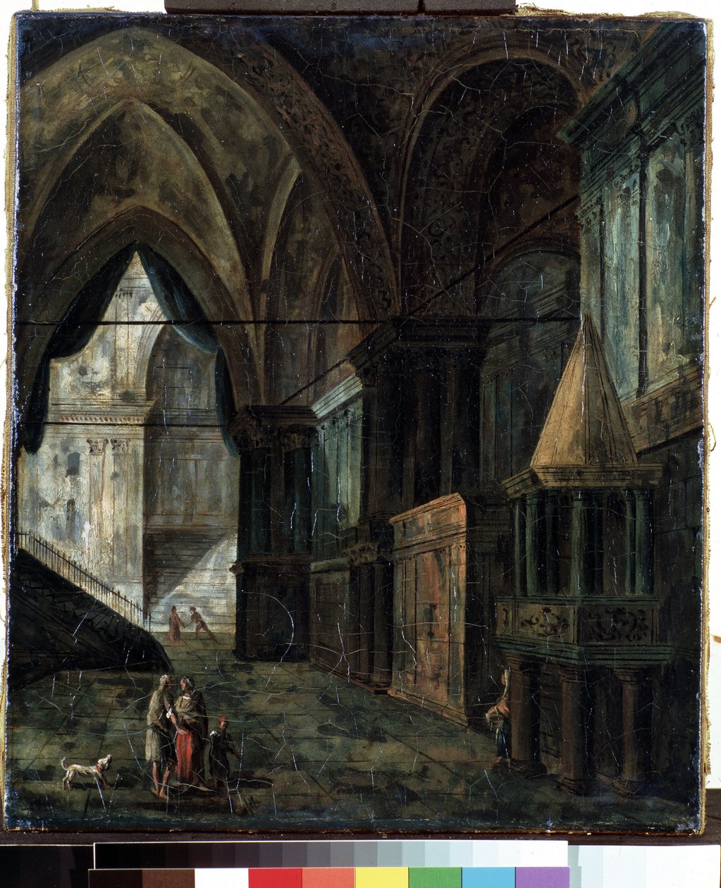 I en katedral (I en katedral). Maleri av Fjodor Yakovlevich Alexeev (1753-1824). Olje på lerret, 35,5 x 30,5 cm av Fyodor Yakovlevich Alexeev