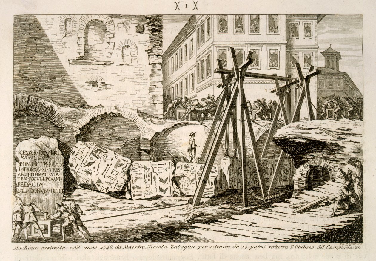 Enheten oppfunnet av Nicola Zabaglia i 1748 for å løfte obelisken på Campus Martius som var 14 hender under bakken av G. Balzar