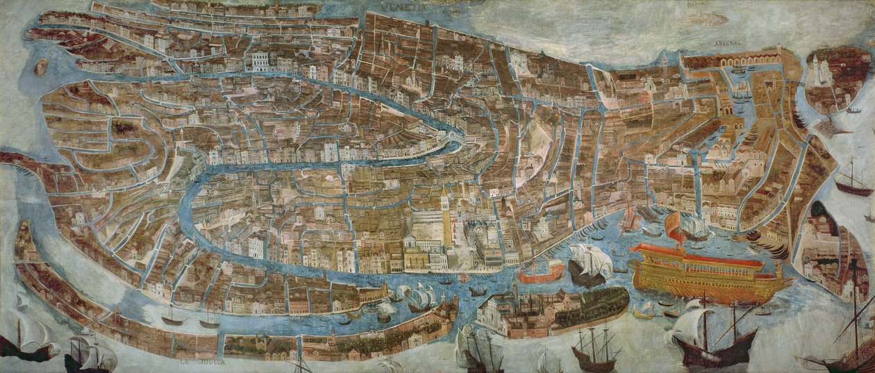 Kart over Venezia, første halvdel av 1600-tallet (panel) av G. Barzenti