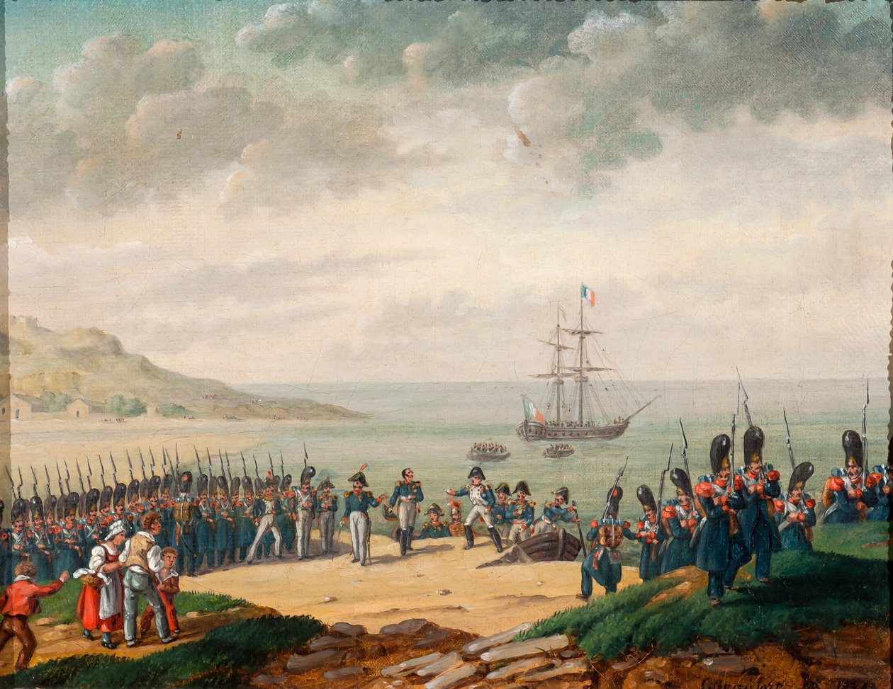 Napoleon går i land i Cannes i 1815, 1835 av G. Beaufort