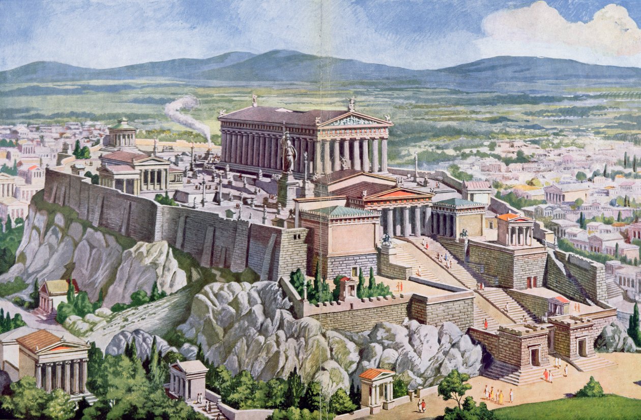 Akropolis i Athen i antikkens Hellas, 1914 av G. Rehlender