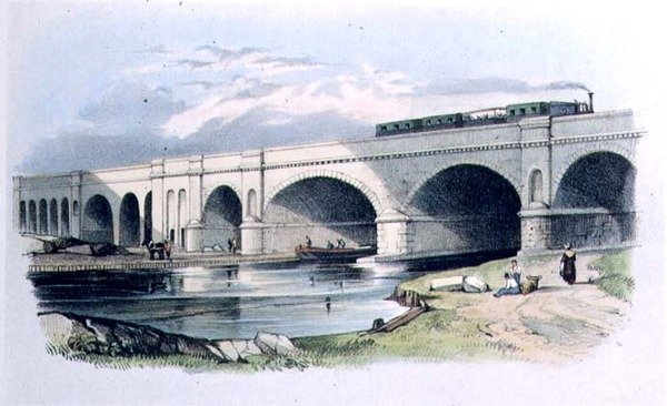 Utsikt over Greenwich Railway som passerer over Surrey Canal nær Trundley