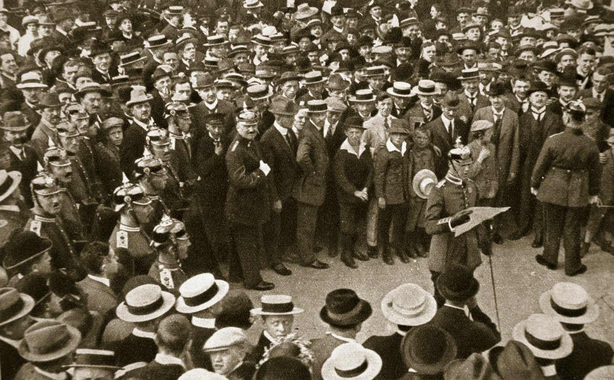 Kaisers proklamasjon om krig blir lest opp, Berlin, Tyskland, 4. august 1914 av GPA