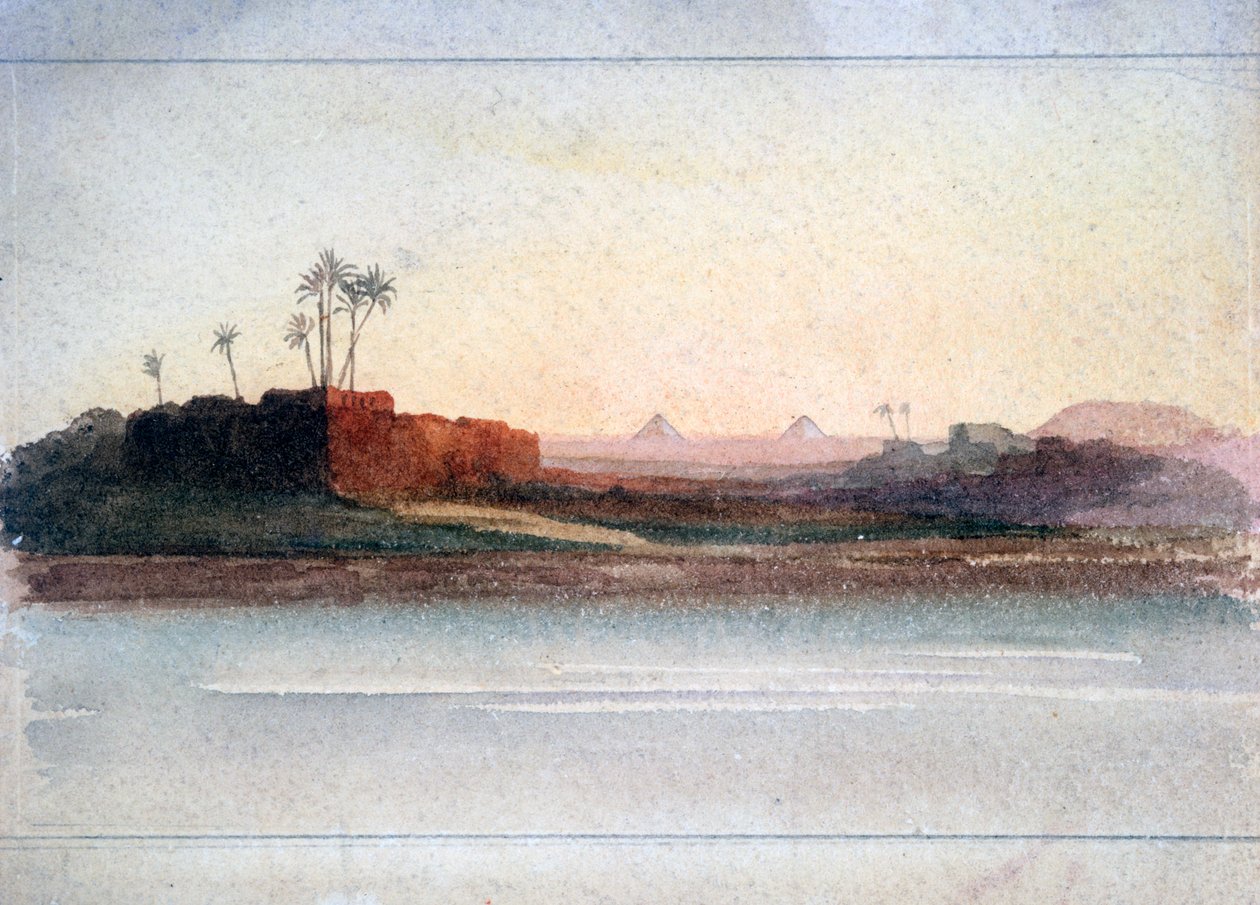 'Pyramider fra Nilen, Kairo', Egypt, 1800-tallet av GS Cautley