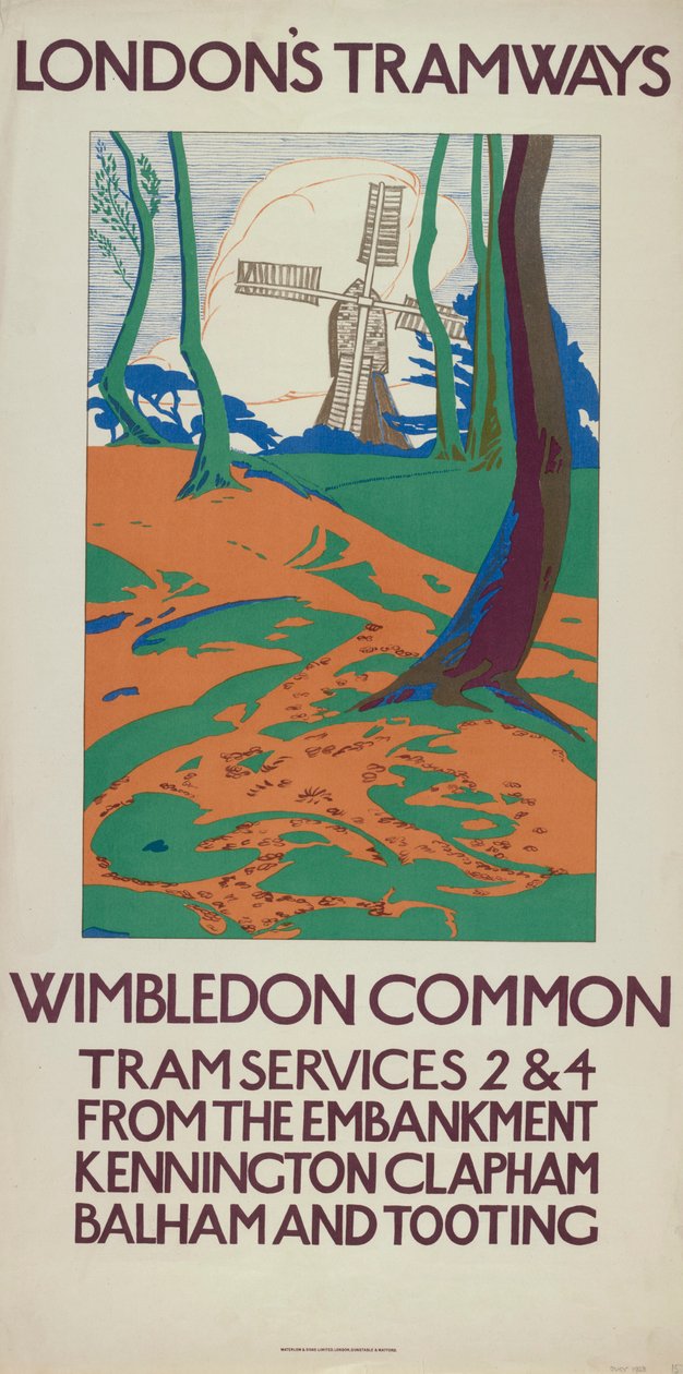 'Wimbledon Common', London County Council LCC Tramways-plakat, 1923 av GW Widmer