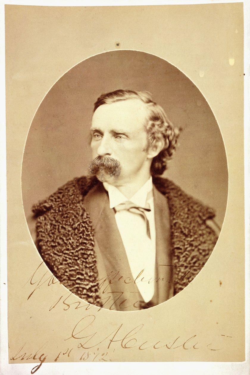 Kabinettportrett av George Armstrong Custer, signert og påskrevet broren hans, Tom Custer av G. A. Custer