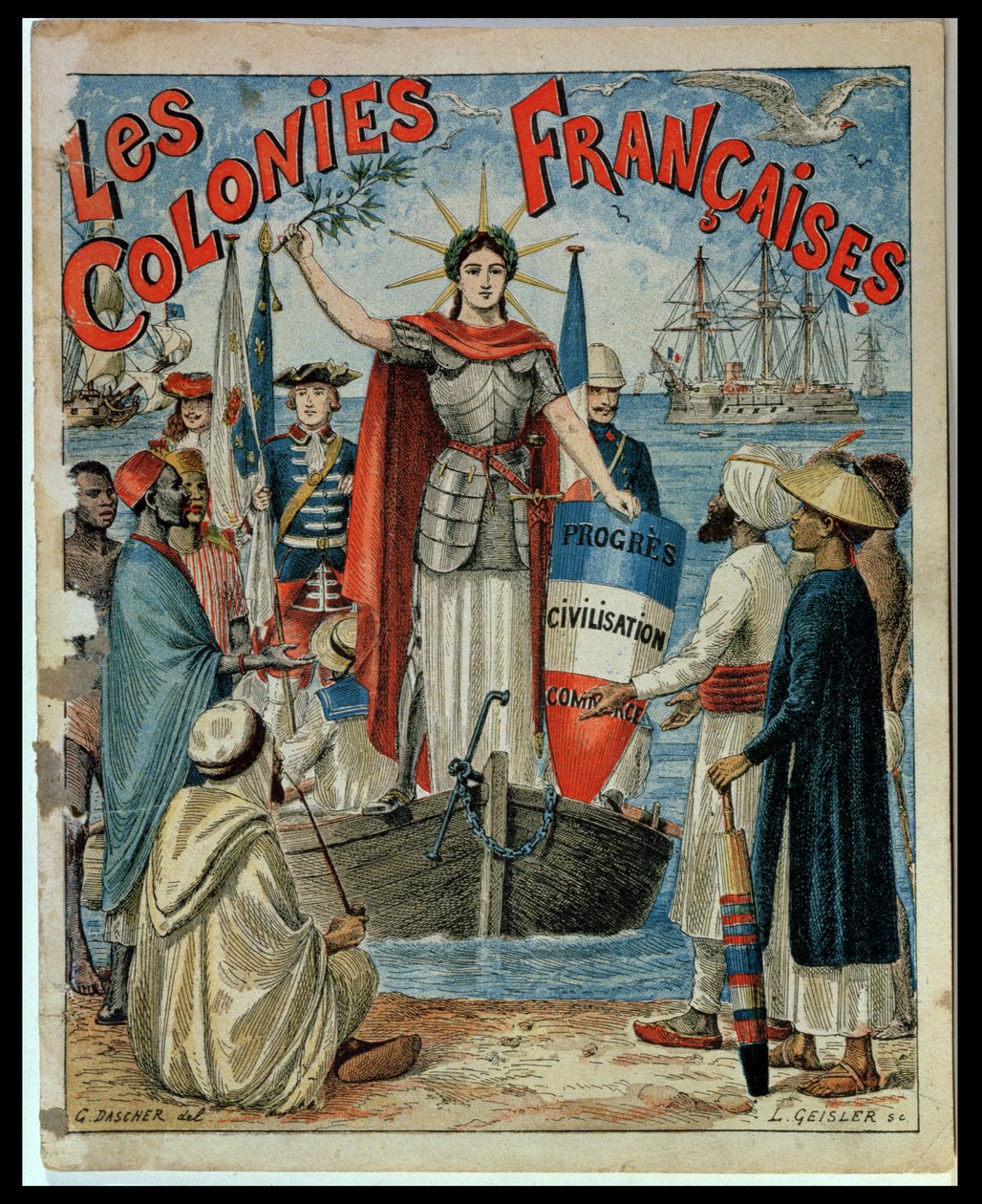 French Colonies, omslag til en oppgavebok illustrert av G. Dascher av G. Dascher