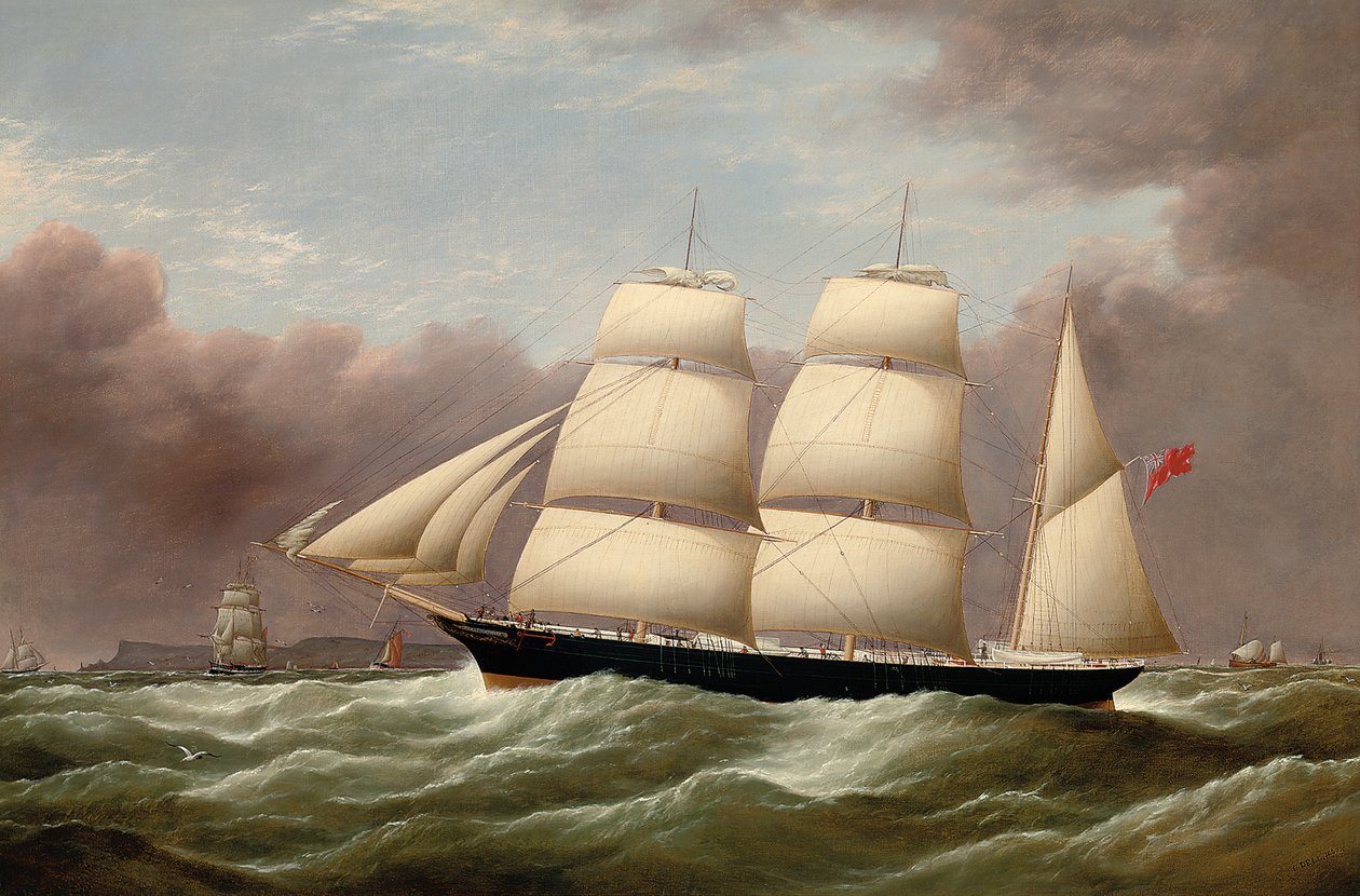 Barque Alfred Hawley utenfor Skerries på vei inn i Liverpool, 1860 av G. Dell