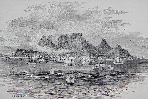 Cape Town sett fra Table Bay, Sør-Afrika, fra 