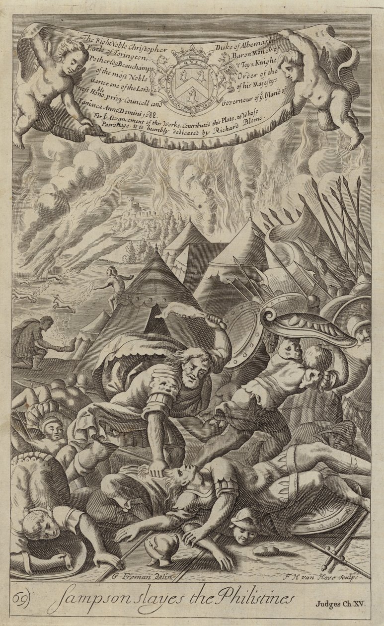 Samson dreper filisterne (gravering) av G Freman