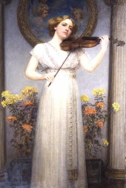 Portrettstudie (Lady Playing a Fiolin) av G. Grenville Manton