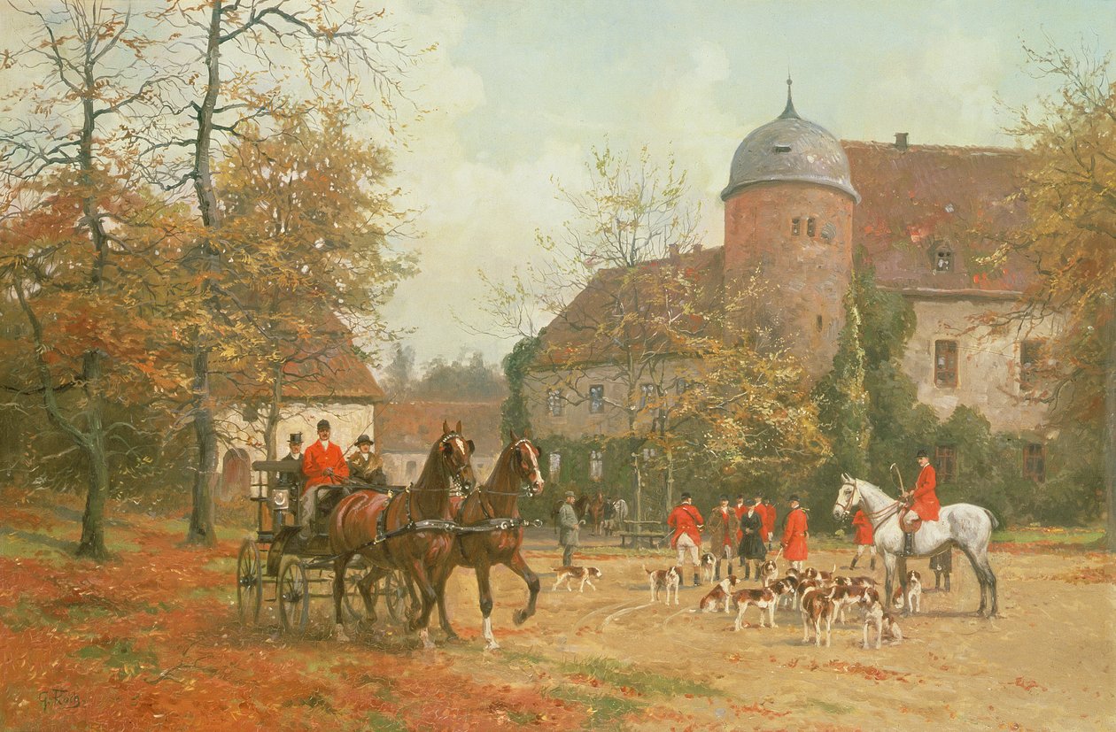 Ankommer for jakten, 1800-tallet av G. Koch
