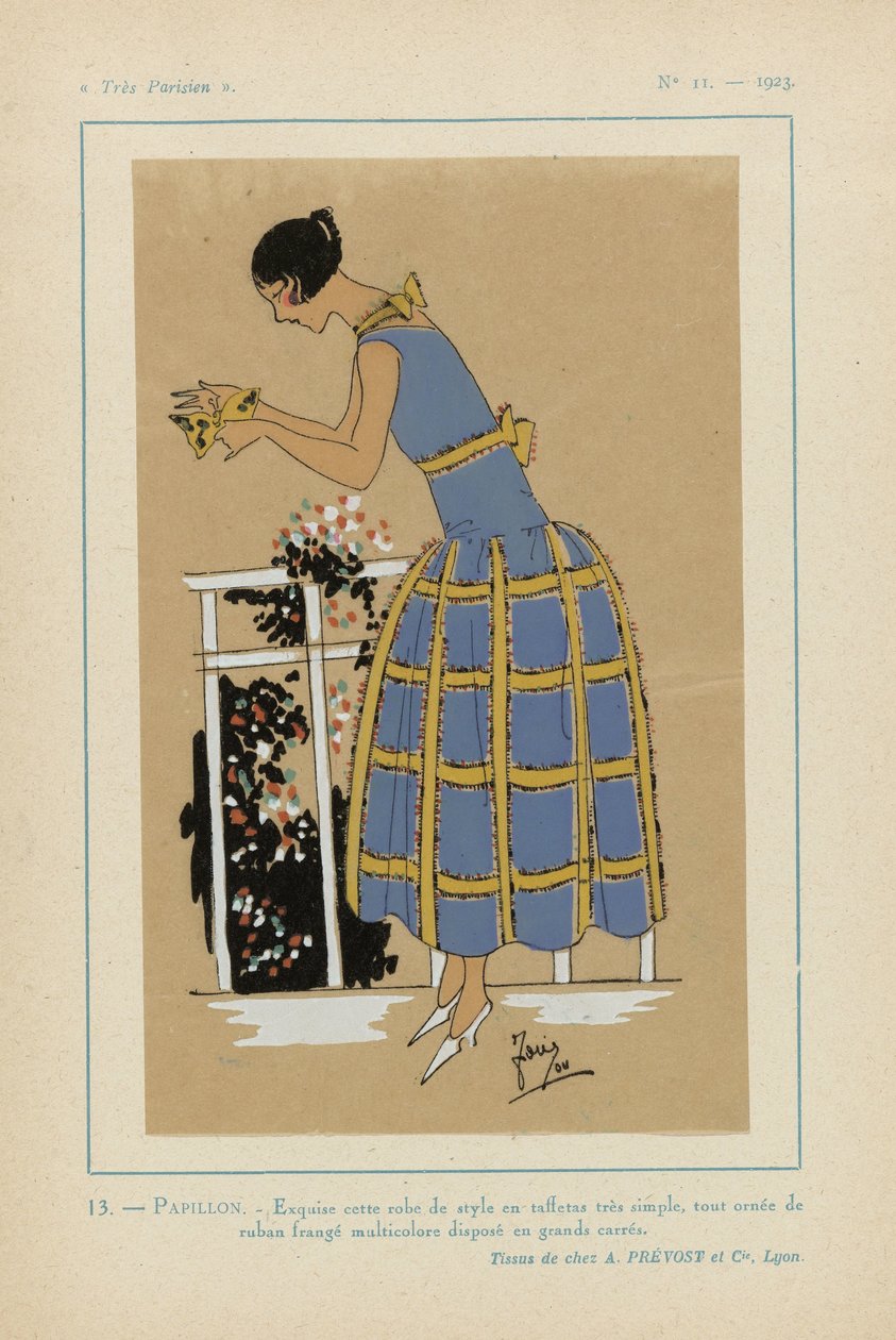 Meget parisisk 1923 No 11: 13.- BUTTERFLY. - Utsøkt denne stilige kjolen... av G P. Joumard