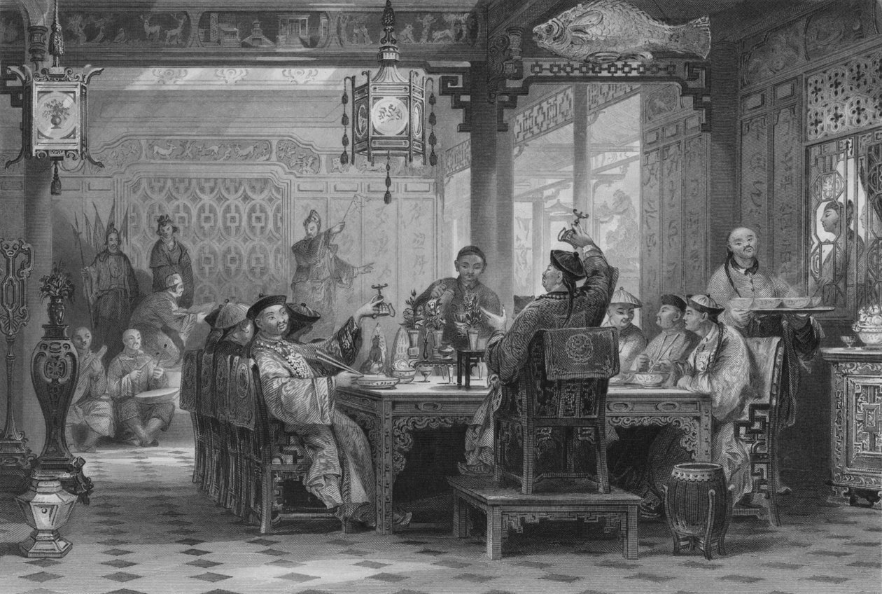 Middagsfest på et mandarinhus, 1843 av G. Paterson