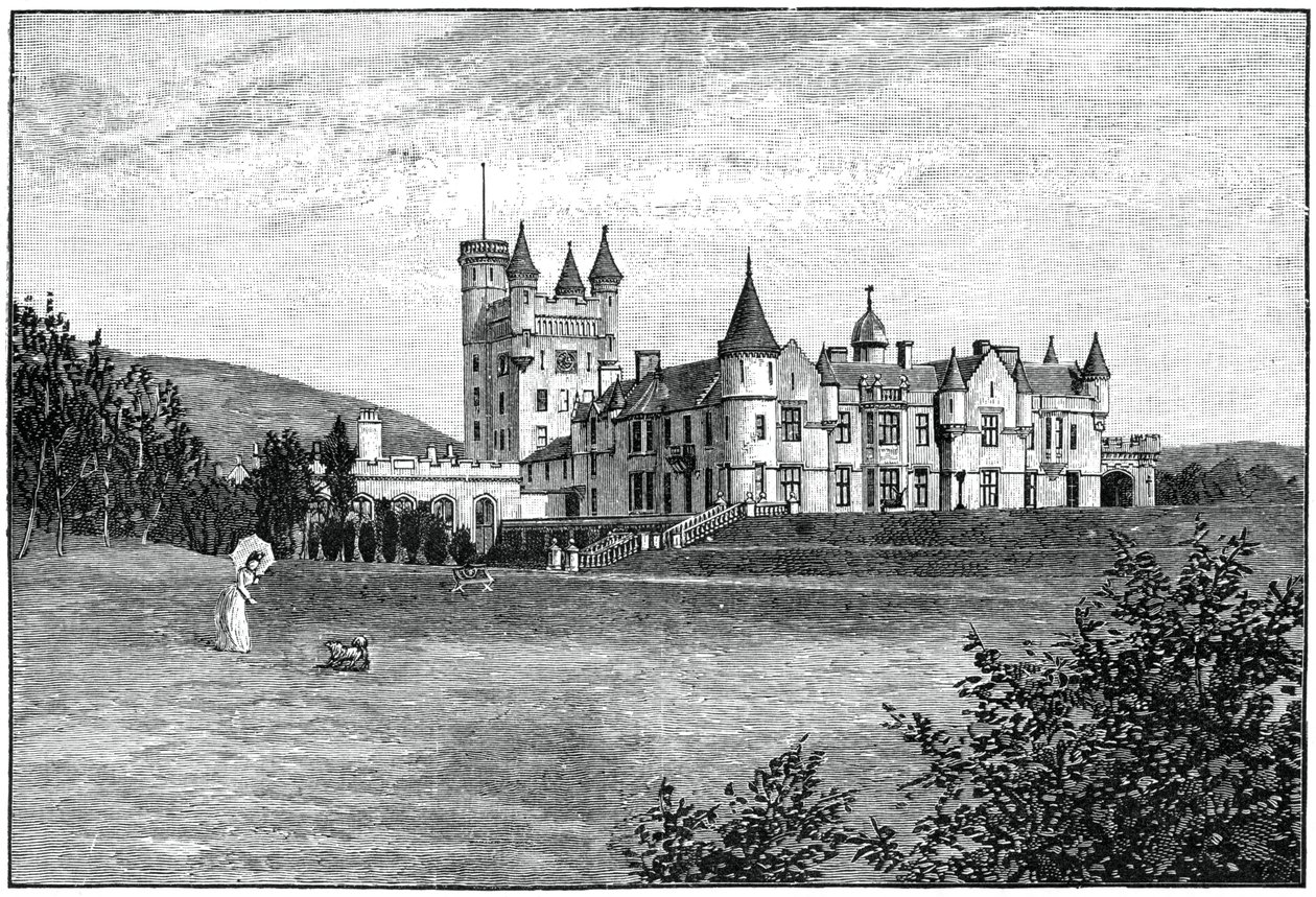 Balmoral Castle fra nordvest, Aberdeenshire, Skottland, 1900. av G. W. Wilson and Company