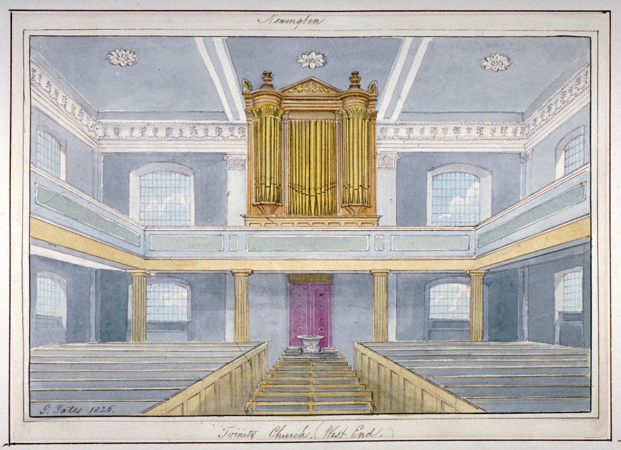Interiør av Holy Trinity Church, Newington, Southwark, London, 1826 av G Yates