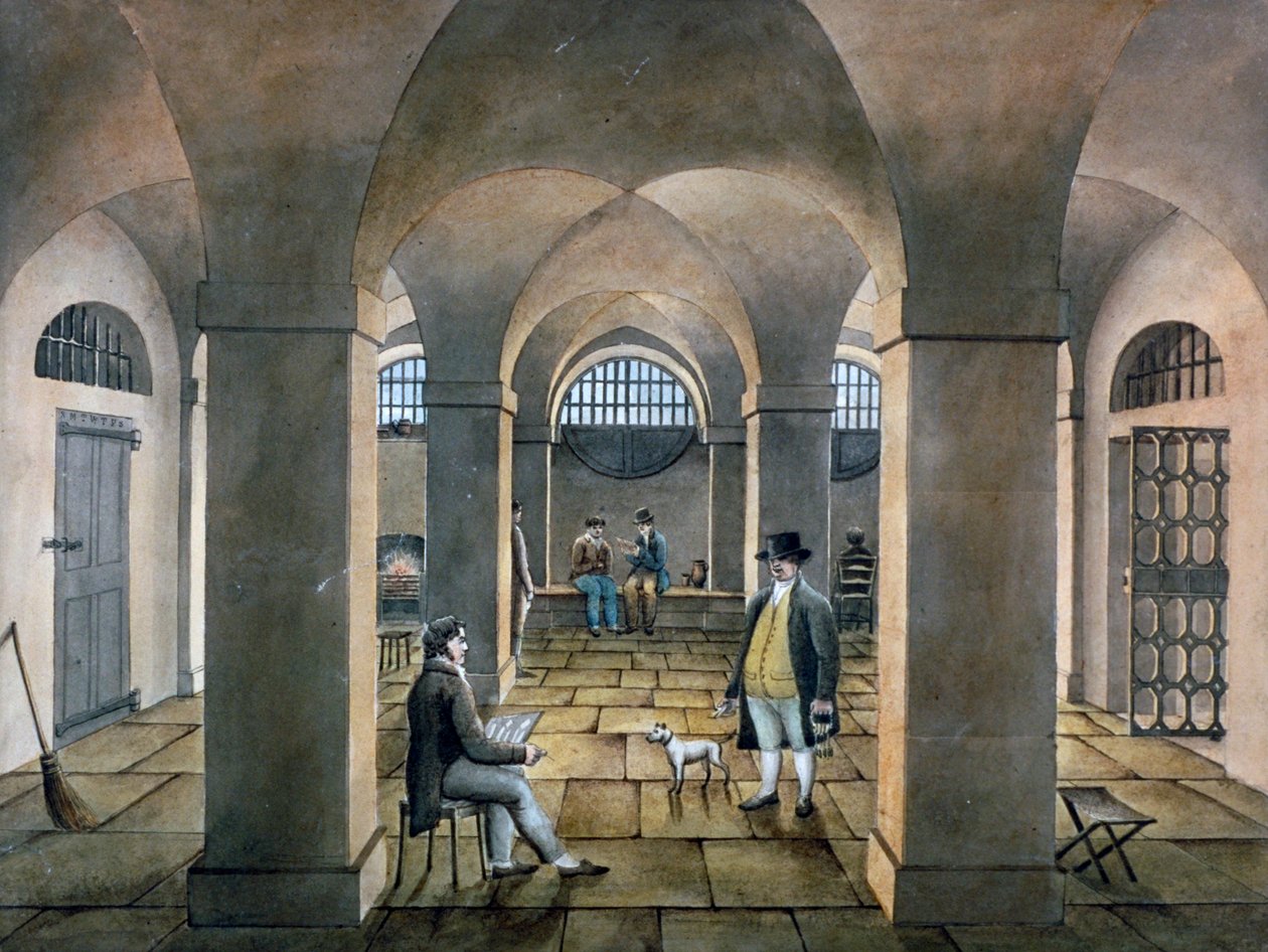 Innvendig utsikt i Horsemonger Lane Prison, Union Road, Southwark, London, c1826 av G Yates