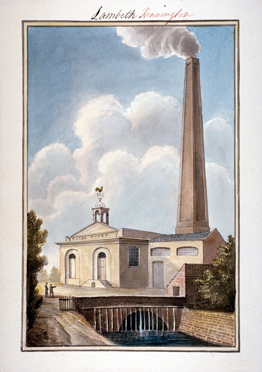 New London Waterworks, Vauxhall, Lambeth, London, 1825 av G Yates