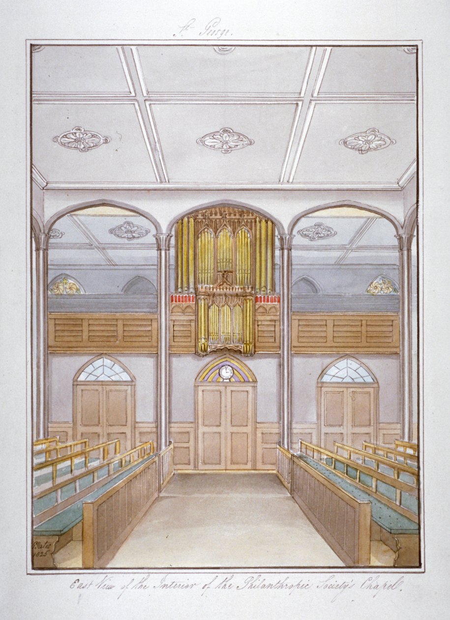 Kapellet i Philanthropic Society Institution på London Road, Southwark, London, 1825 av G Yates
