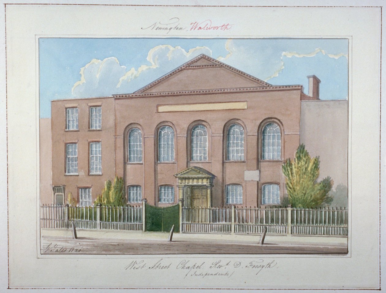 West Street Independent Chapel, Southwark, London, 1826 av G Yates