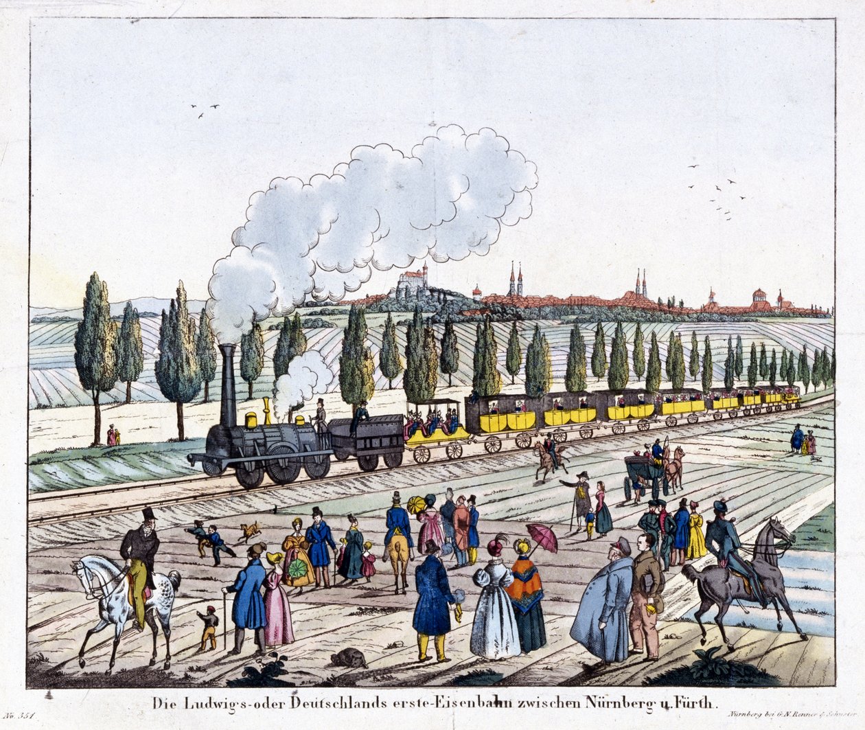 Åpning av Nürnberg-Furth Railway, 7. desember 1835 av G. after Renner