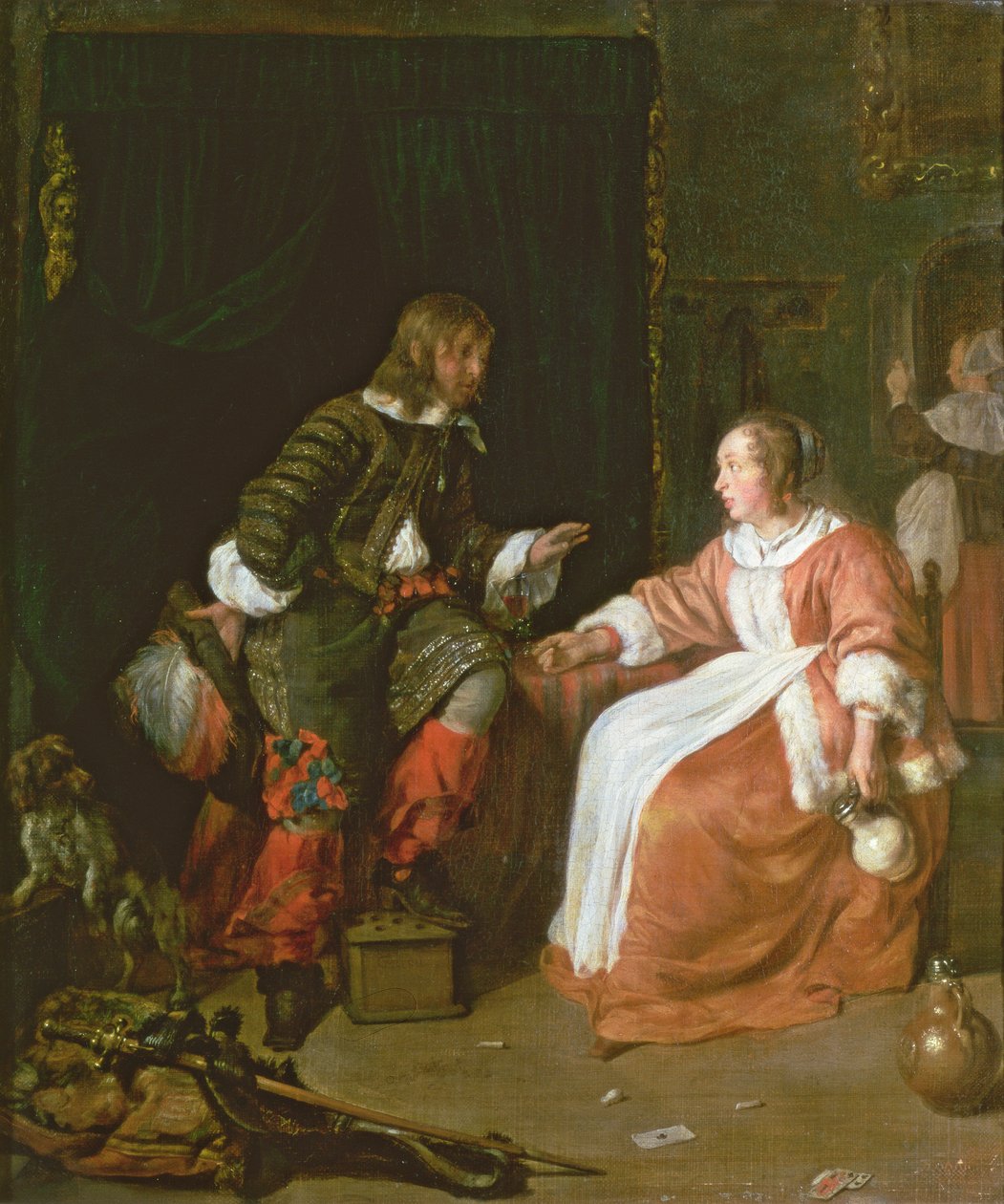 En tjenestepike og en offiser, ca. 1660-70 av Gabriel Metsu