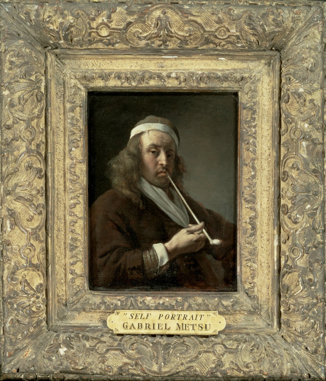 Portrett av en mann, sies å være kunstneren (panel) av Gabriel Metsu