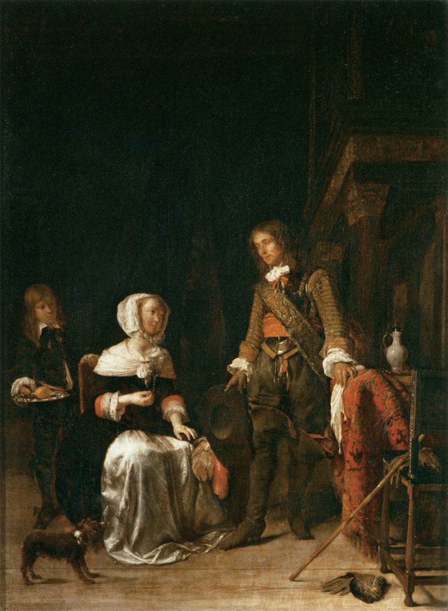 Soldat som besøker en ung dame av Gabriel Metsu