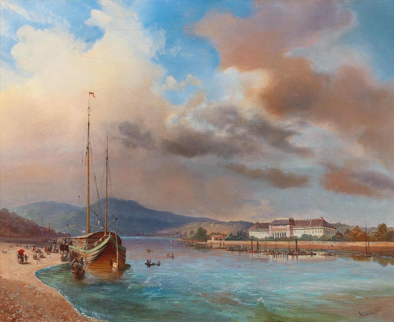 Scene av Koblenz på Rhinen av Gabriel Stransky