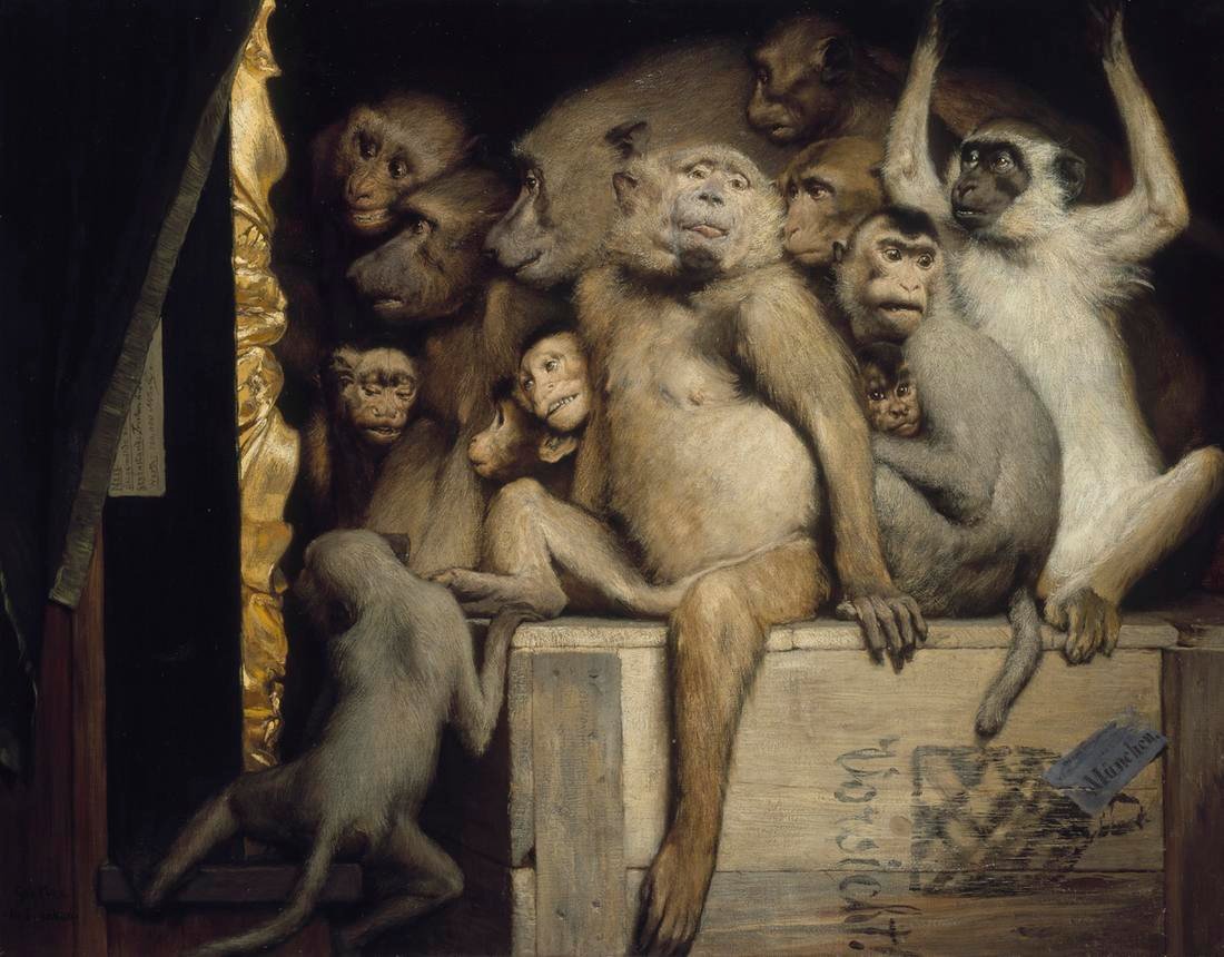 Aper som kunstdommere av Gabriel von Max