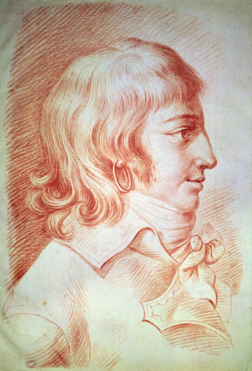 Louis-Antoine-Leon de Saint-Just (1767-94) (rødt kritt på papir) av Gabriel Christophe Guerin