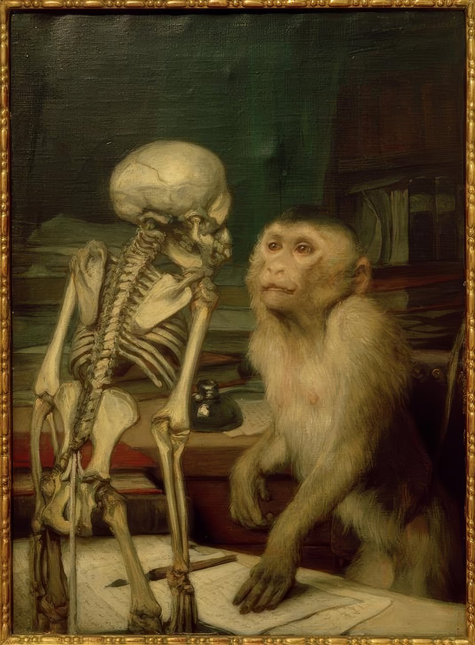 Ape foran skjelettet av Gabriel Cornelius Ritter von Max