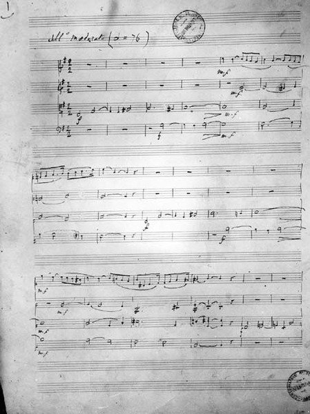 Partitur for en strykekvartett, Opus 121, 1924 av Gabriel Faure