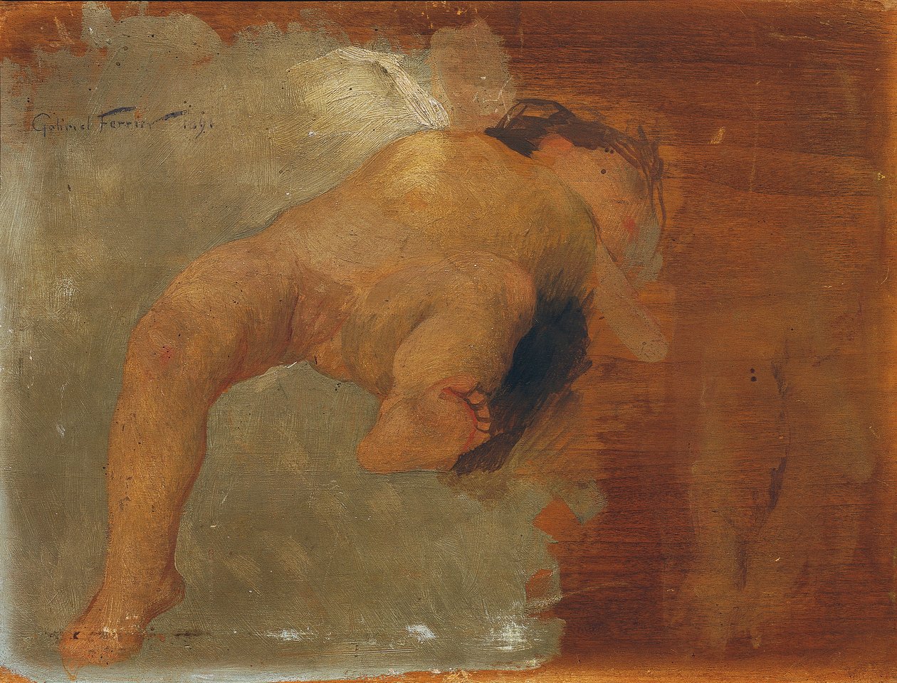 Tilbakelent putto av Gabriel Ferrier