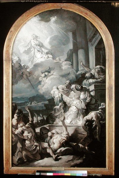 Miraklet av St. Genevieve, ca. 1765 av Gabriel Francois Doyen