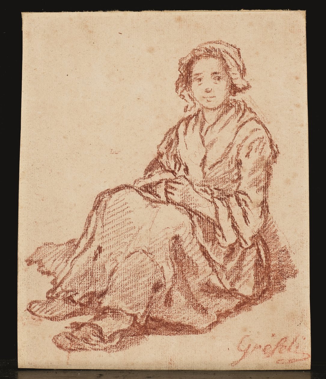 En sittende kvinne (Femme assise) (rødt kritt) av Gabriel Gresly