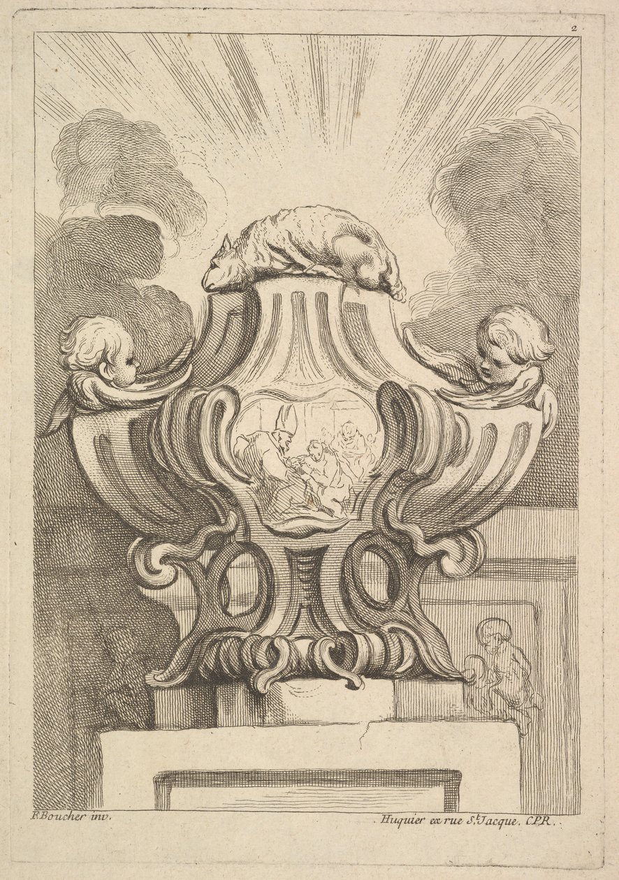 Design for en urne, 1725-72. av Gabriel Huquier