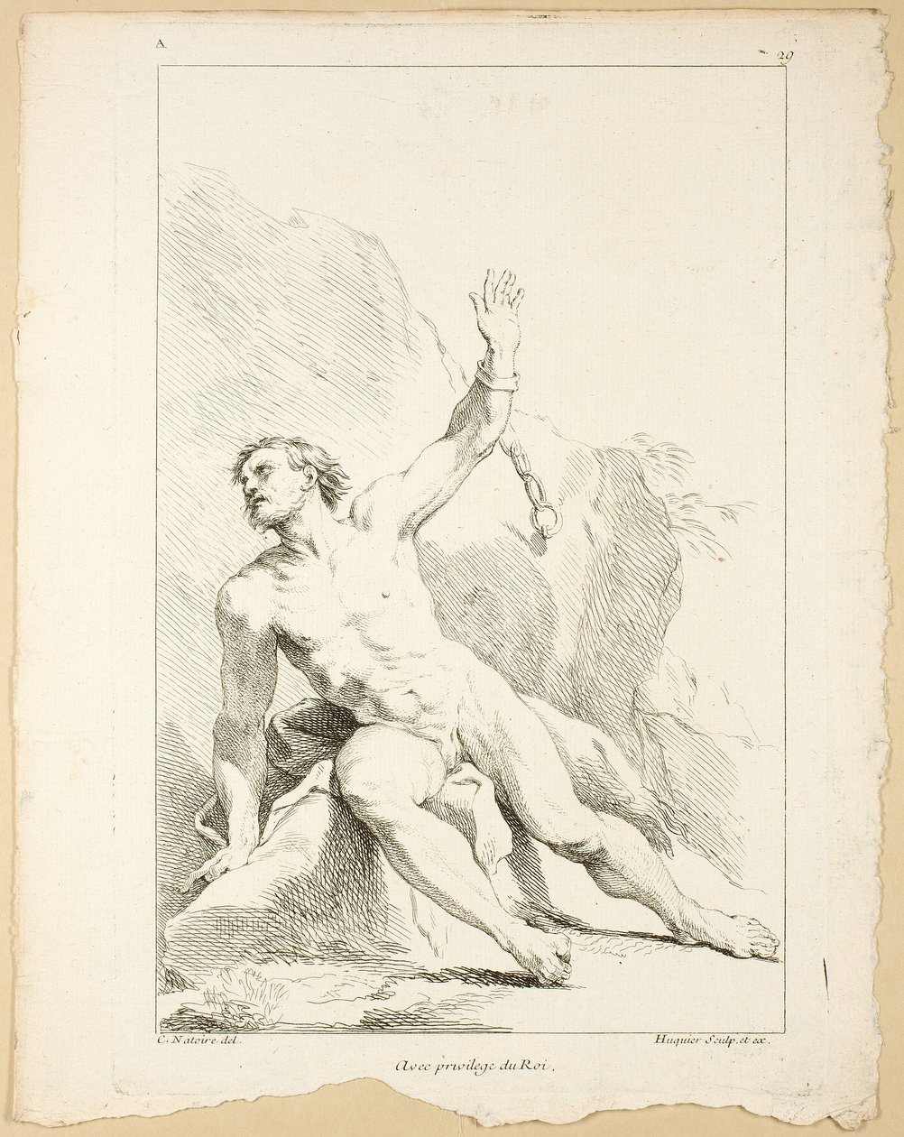 Figur, fra First Book of Academie Figures gravert delvis av professorene ved Royal Academy av Gabriel Huquier