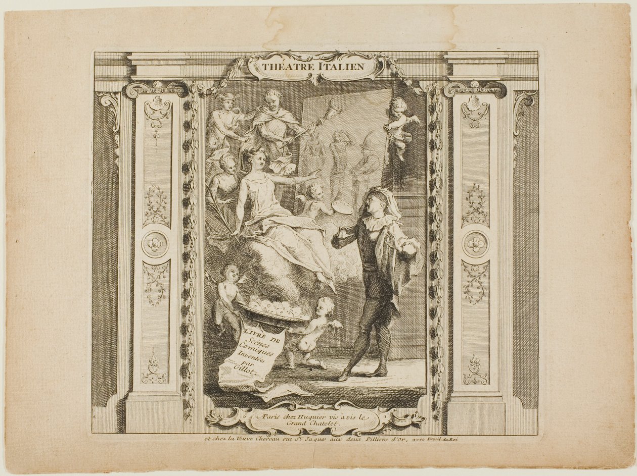 Italiensk teater, frontispice til Livre de Scenes Comiques av Gabriel Huquier