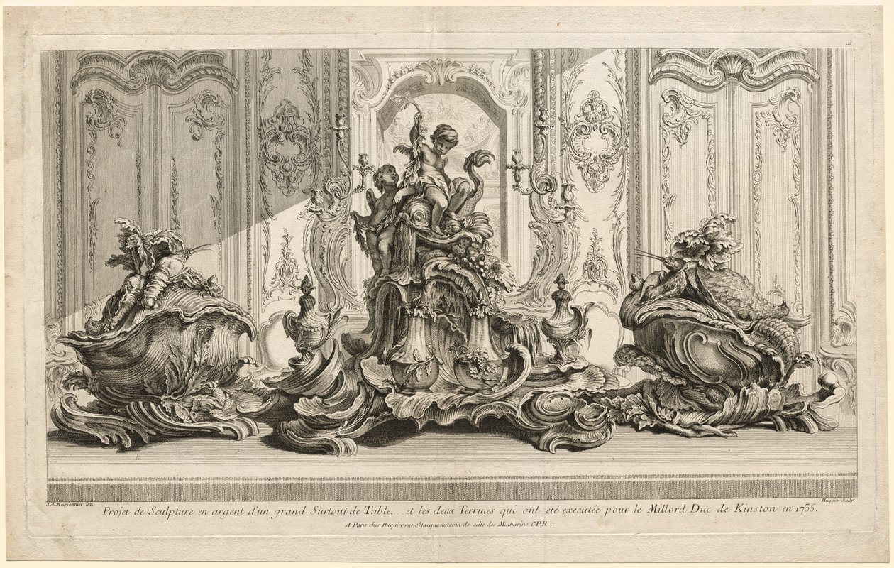 Verk av Juste-Aurèle Meissonier: Sølvskulpturprosjekt for et stort midtpunkt ..., ca. 1735-1737 av Gabriel Huquier