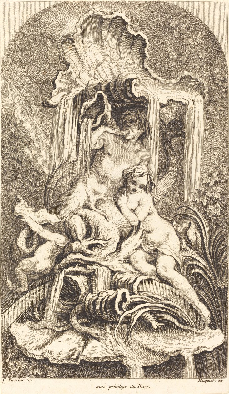 Triton og nymfe av Gabriel Huquier after François Boucher