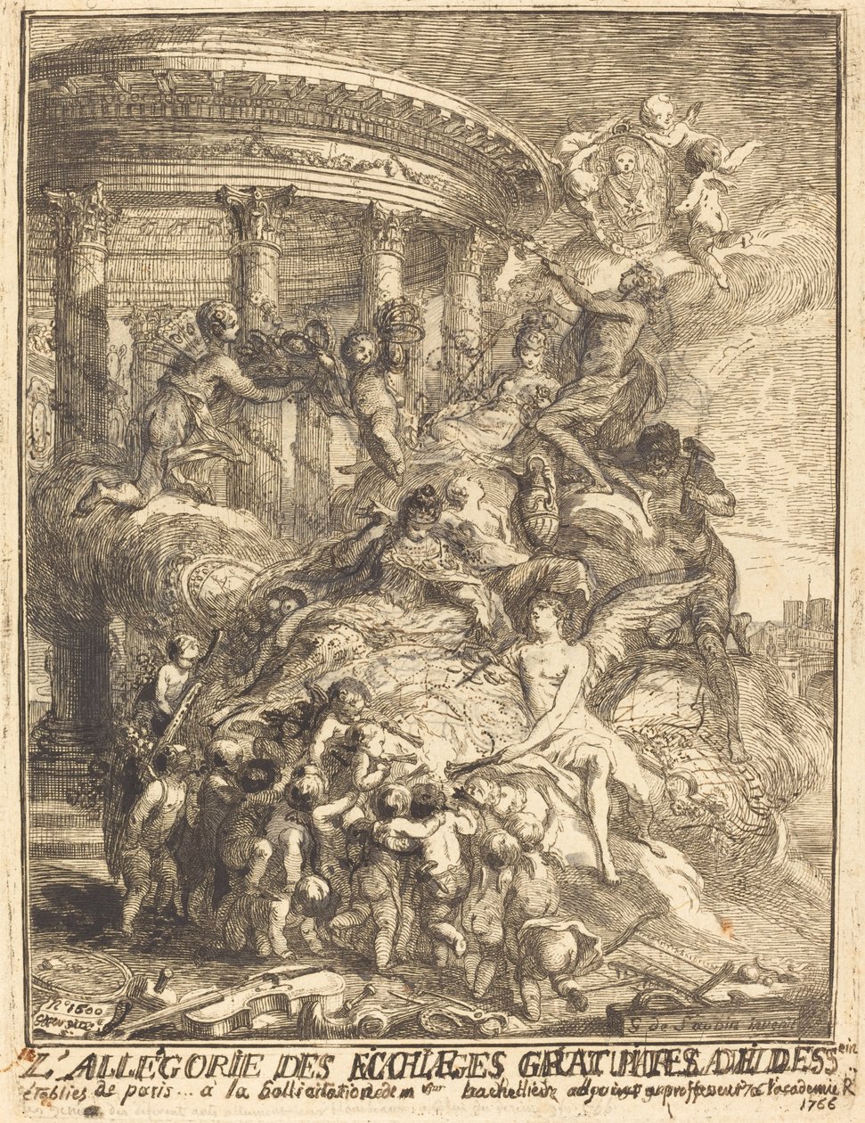 Allegori om ekteskap inngått av byen Paris ved fødselen av hertugen av Burgund av Gabriel Jacques de Saint Aubin