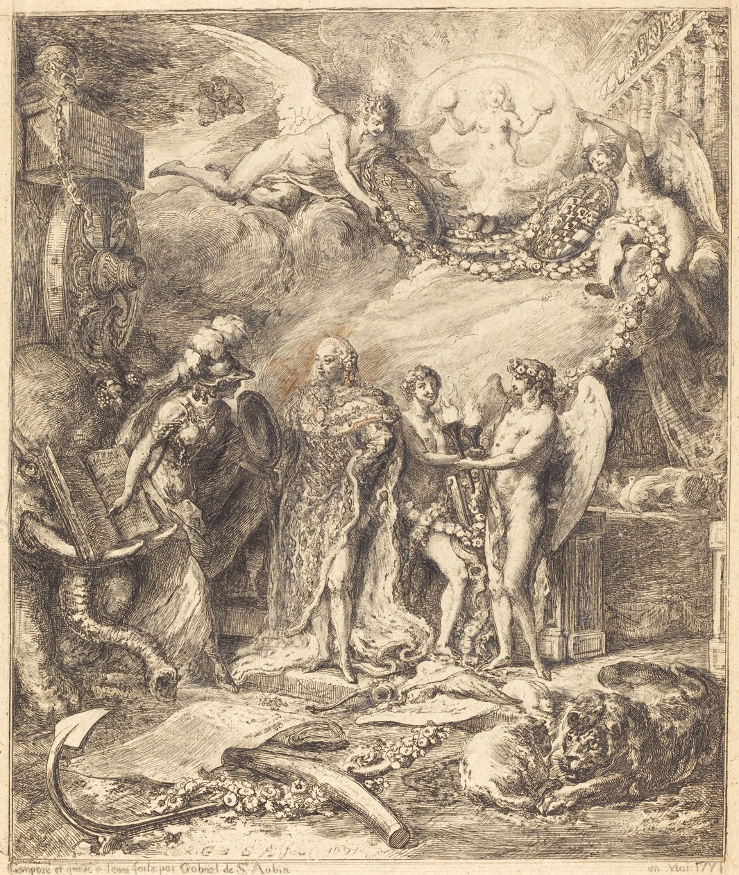 Allegori om ekteskapet til greven av Provence av Gabriel Jacques de Saint Aubin