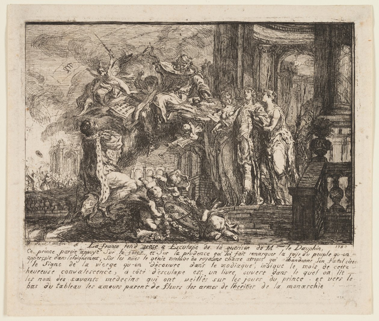 Allegori om rekonvalesensen til Dauphinen av Gabriel Jacques de Saint Aubin